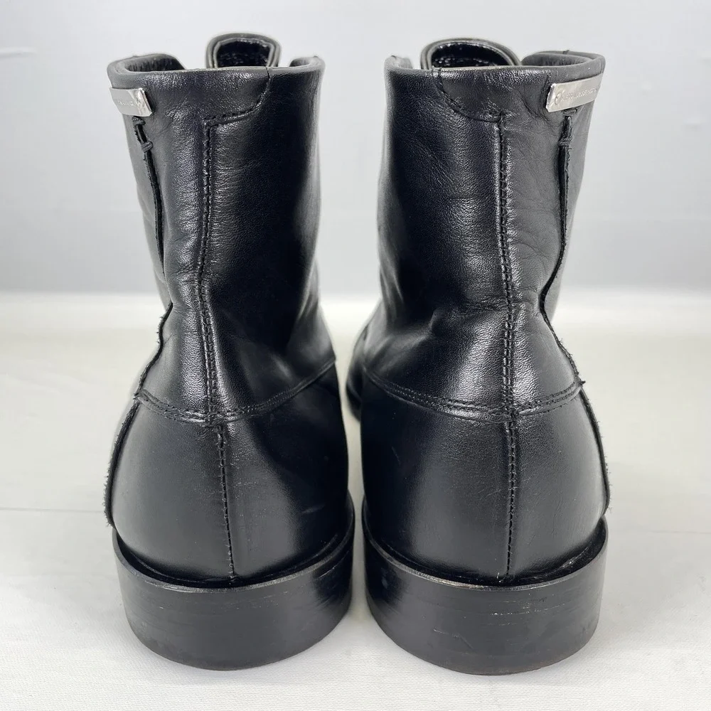 Alessandro Dell'Acqua Boots Mens Size 42 Black Leather Cap Toe Shoes - Italy